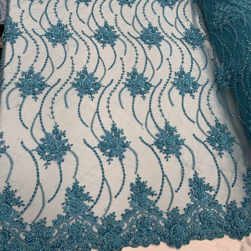 New Paris Heavy Fashion Embroidery Flowers Beaded Prom Mesh Lace FabricICEFABRICICE FABRICSRedNew Paris Heavy Fashion Embroidery Flowers Beaded Prom Mesh Lace Fabric ICEFABRIC