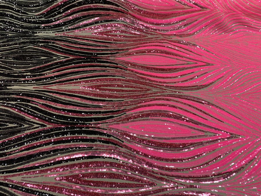 New Wavy Geometric Prom 4 Way Stretch Sequins Fabric by the Yard