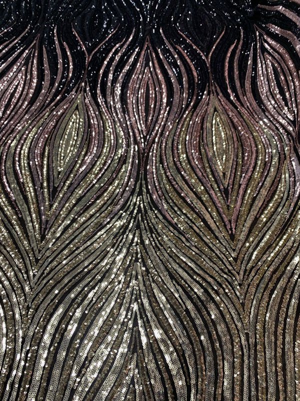 New Wavy Geometric Prom 4 Way Stretch Sequins Fabric by the YardICEFABRICICE FABRICSGold Powder Blue Black On Black Mesh1 YARDNew Wavy Geometric Prom 4 Way Stretch Sequins Fabric by the Yard ICEFABRIC