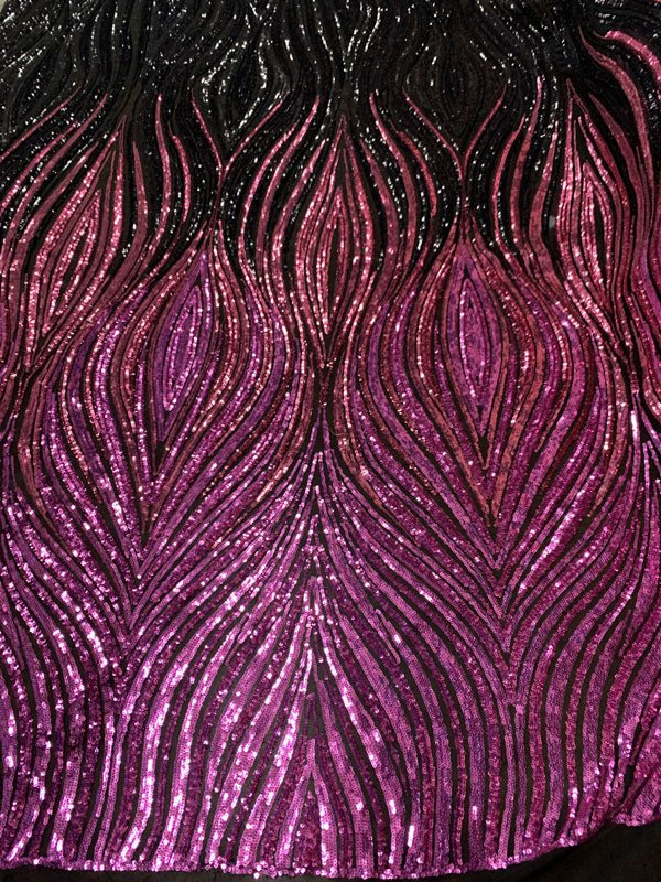 New Wavy Geometric Prom 4 Way Stretch Sequins Fabric by the Yard