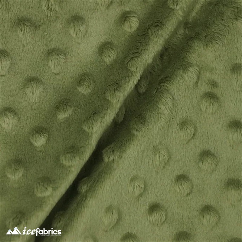 Olive Green Dimple Polka Dot Minky Fabric / Ultra Soft /MinkyICE FABRICSICE FABRICSBy The Yard (60 inches Wide)Olive GreenOlive Green Dimple Polka Dot Minky Fabric / Ultra Soft / ICE FABRICS