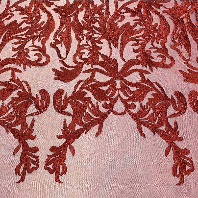 One Yard Mesh Lace Embroidered Fabric Leafs DesignICEFABRICICE FABRICSGray/SilverOne Yard Mesh Lace Embroidered Fabric Leafs Design ICEFABRIC