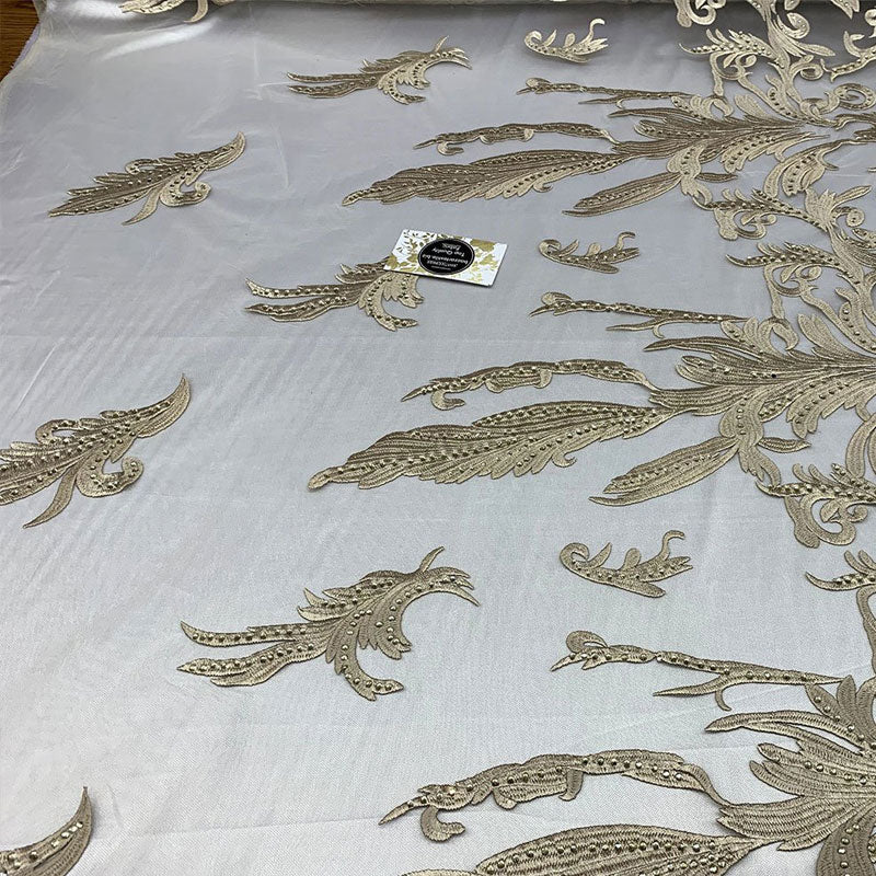 One Yard Mesh Lace Embroidered Fabric Leafs DesignICEFABRICICE FABRICSRoyal BlueOne Yard Mesh Lace Embroidered Fabric Leafs Design ICEFABRIC