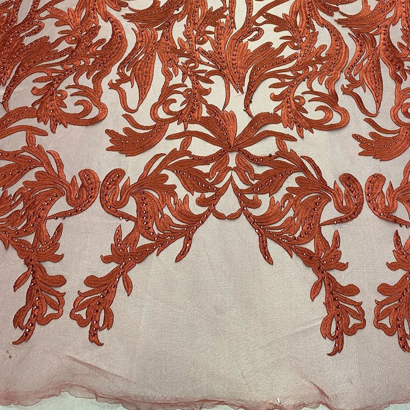 One Yard Mesh Lace Embroidered Fabric Leafs DesignICEFABRICICE FABRICSNavy BlueOne Yard Mesh Lace Embroidered Fabric Leafs Design ICEFABRIC
