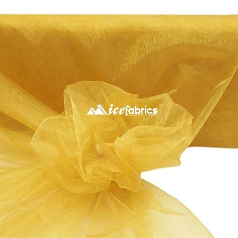 Organza Fabric_ Gold Crystal Sheer Organza_Fashion FabricICE FABRICSICE FABRICSPer YardOrganza Fabric_ Gold Crystal Sheer Organza_Fashion Fabric ICE FABRICS