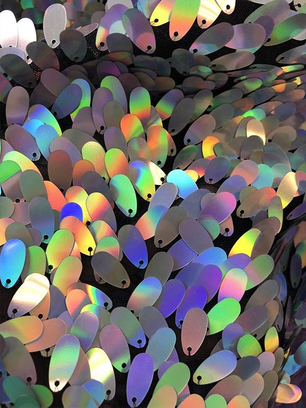 Oval Tear Sequin Mermaid Fabric Iridescent FabricICEFABRICICE FABRICSSilverOval Tear Sequin Mermaid Fabric Iridescent Fabric ICEFABRIC