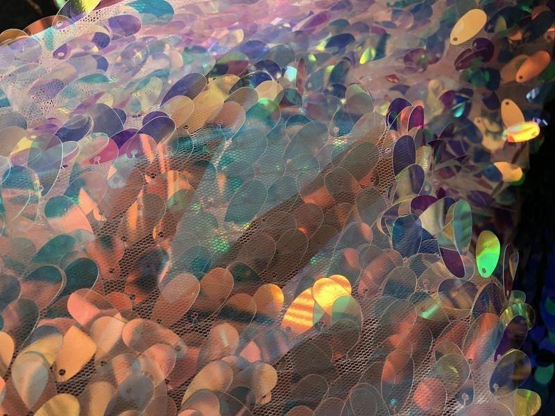 Oval Tear Sequin Mermaid Fabric Iridescent FabricICEFABRICICE FABRICSClearOval Tear Sequin Mermaid Fabric Iridescent Fabric ICEFABRIC