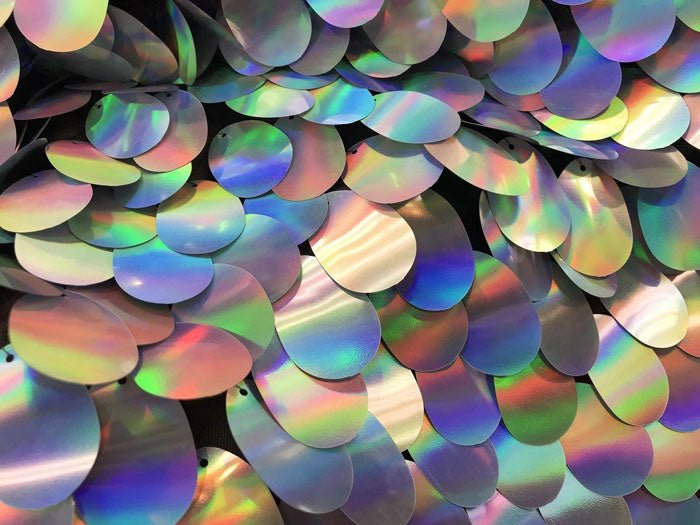 Oval Teardrop Mermaid Fabric Shiny Sequin BtyICEFABRICICE FABRICSSilverOval Teardrop Mermaid Fabric Shiny Sequin Bty ICEFABRIC