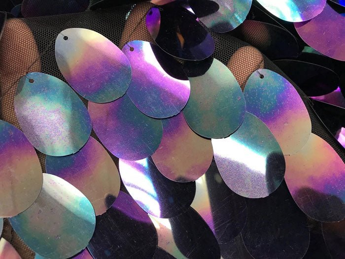 Oval Teardrop Mermaid Fabric Shiny Sequin BtyICEFABRICICE FABRICSBlue/PurpleOval Teardrop Mermaid Fabric Shiny Sequin Bty ICEFABRIC