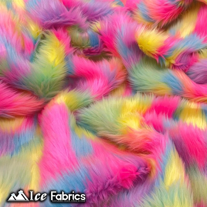Pastel Rainbow Mohair Faux Fur Fabric Wholesale (20 Yards Bolt)
