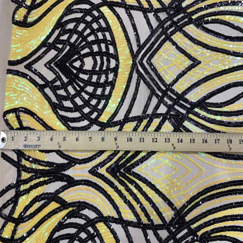 Peacock Design 4 Way Stretch Sequins (Iridescent) Fabric By The YardICEFABRICICE FABRICSYellow On Nude MeshPeacock Design 4 Way Stretch Sequins (Iridescent) Fabric By The Yard ICEFABRIC