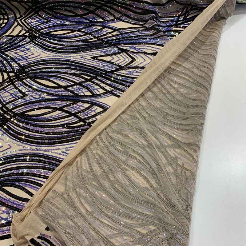 Peacock Design 4 Way Stretch Sequins (Iridescent) Fabric By The YardICEFABRICICE FABRICSPurple Lilac On Nude MeshPeacock Design 4 Way Stretch Sequins (Iridescent) Fabric By The Yard ICEFABRIC