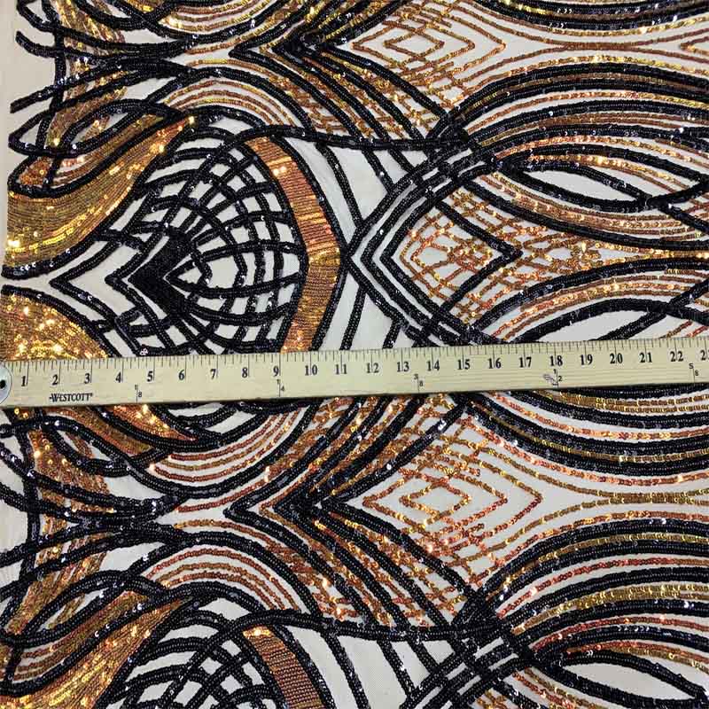 Peacock Design 4 Way Stretch Sequins (Iridescent) Fabric By The YardICEFABRICICE FABRICSOrange on Nude MeshPeacock Design 4 Way Stretch Sequins (Iridescent) Fabric By The Yard ICEFABRIC