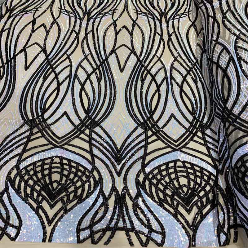 Peacock Design 4 Way Stretch Sequins (Iridescent) Fabric By The YardICEFABRICICE FABRICSBaby Blue On Nude MeshPeacock Design 4 Way Stretch Sequins (Iridescent) Fabric By The Yard ICEFABRIC