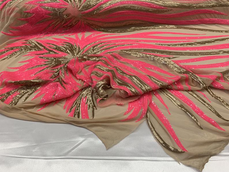 Pink French Fashion Embroidery Stretch Sequin Fabric By The YardICEFABRICICE FABRICSPink French Fashion Embroidery Stretch Sequin Fabric By The Yard ICEFABRIC