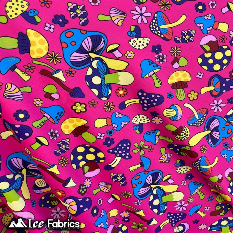 Pink Spandex Mushroom Design Swimsuits Fabric