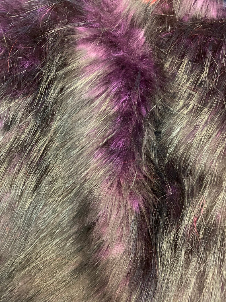 Plum Black Husky Faux Fur Fabric - Shaggy Fur Luxury FabricICE FABRICSICE FABRICSPlum Black Husky Faux Fur Fabric - Shaggy Fur Luxury Fabric ICE FABRICS