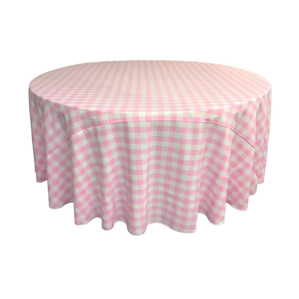 Polyester 90 Inch Checkered Round TableclothsICEFABRICICE FABRICSPink1Polyester 90 Inch Checkered Round Tablecloths ICEFABRIC