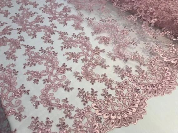 Prom Design Transparent Bridal Mesh Lace Embroidered Wedding FabricICE FABRICSICE FABRICSPinkProm Design Transparent Bridal Mesh Lace Embroidered Wedding Fabric ICE FABRICS