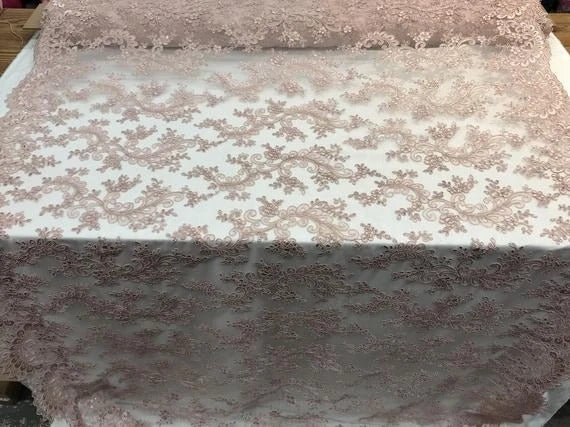 Prom Design Transparent Bridal Mesh Lace Embroidered Wedding FabricICE FABRICSICE FABRICSMauveProm Design Transparent Bridal Mesh Lace Embroidered Wedding Fabric ICE FABRICS
