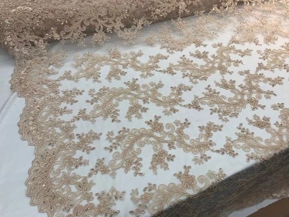 Prom Design Transparent Bridal Mesh Lace Embroidered Wedding FabricICE FABRICSICE FABRICSMauveProm Design Transparent Bridal Mesh Lace Embroidered Wedding Fabric ICE FABRICS