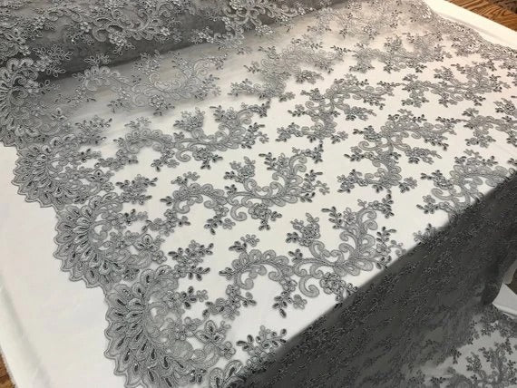 Prom Design Transparent Bridal Mesh Lace Embroidered Wedding FabricICE FABRICSICE FABRICSSilverProm Design Transparent Bridal Mesh Lace Embroidered Wedding Fabric ICE FABRICS