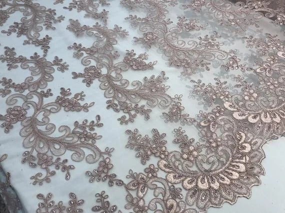 Prom Design Transparent Bridal Mesh Lace Embroidered Wedding FabricICE FABRICSICE FABRICSPinkProm Design Transparent Bridal Mesh Lace Embroidered Wedding Fabric ICE FABRICS