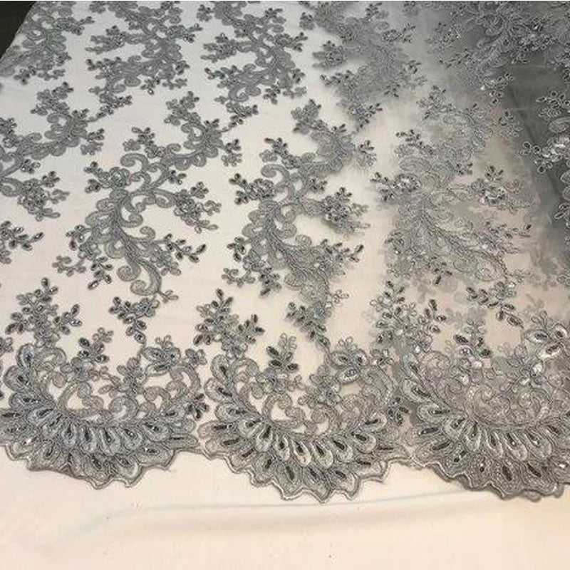 Prom Design Transparent Bridal Mesh Lace Embroidered Wedding FabricICE FABRICSICE FABRICSSilverProm Design Transparent Bridal Mesh Lace Embroidered Wedding Fabric ICE FABRICS