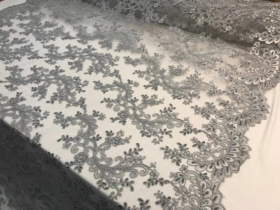 Prom Design Transparent Bridal Mesh Lace Embroidered Wedding FabricICE FABRICSICE FABRICSSilverProm Design Transparent Bridal Mesh Lace Embroidered Wedding Fabric ICE FABRICS