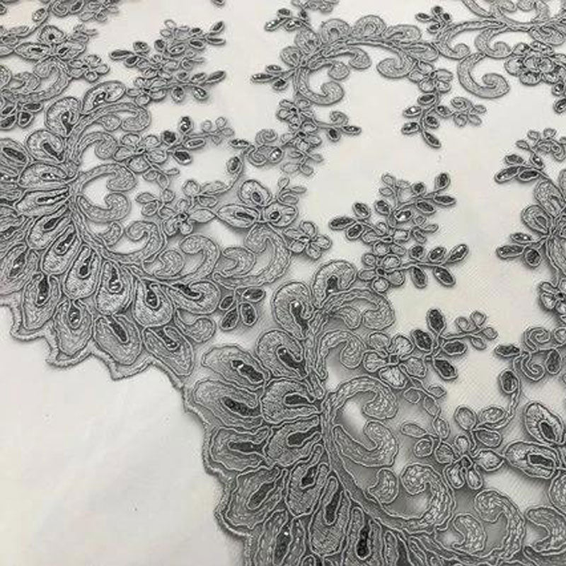Prom Design Transparent Bridal Mesh Lace Embroidered Wedding FabricICE FABRICSICE FABRICSSilverProm Design Transparent Bridal Mesh Lace Embroidered Wedding Fabric ICE FABRICS