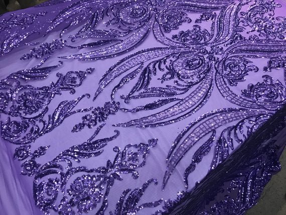 Purple Arabic Design Embroidered 4 Way Stretch Sequin Fabric Sold By The YardICE FABRICSICE FABRICSPurple Arabic Design Embroidered 4 Way Stretch Sequin Fabric Sold By The Yard ICE FABRICS