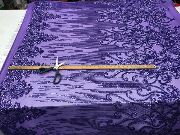 Purple Luxury Design Embroidered 4 Way Stretch Sequin Fabric Sold By The Yard For Bridal-wareICE FABRICSICE FABRICSPurple Luxury Design Embroidered 4 Way Stretch Sequin Fabric Sold By The Yard For Bridal-ware ICE FABRICS