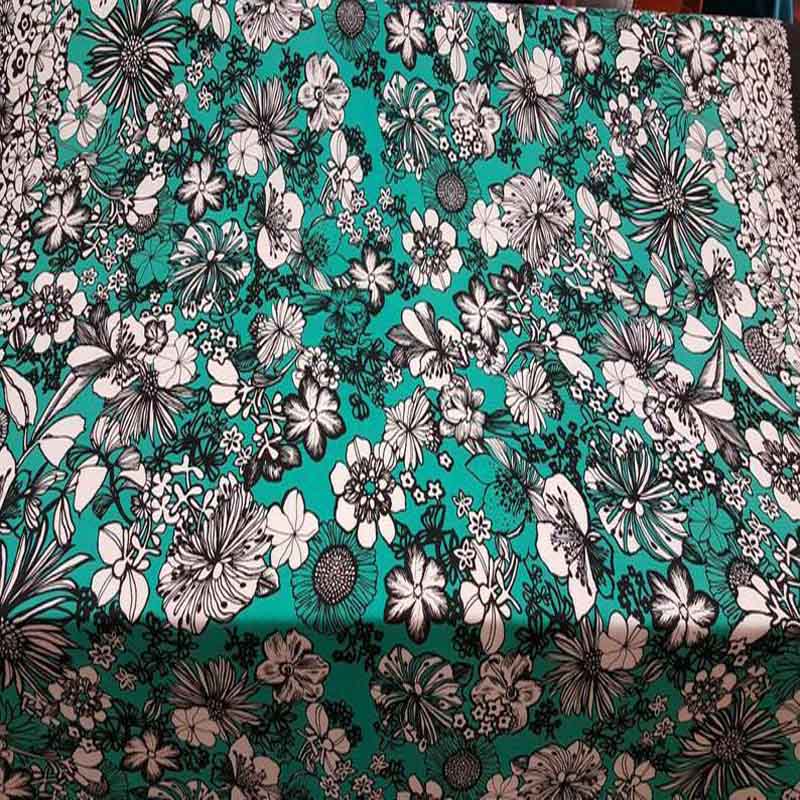 Rayon Challis Aqua Hawaiian Double Border Tropical Floral Flowers 60" Wide FabricChallis FabricICEFABRICICE FABRICSRayon Challis Aqua Hawaiian Double Border Tropical Floral Flowers 60" Wide Fabric ICEFABRIC
