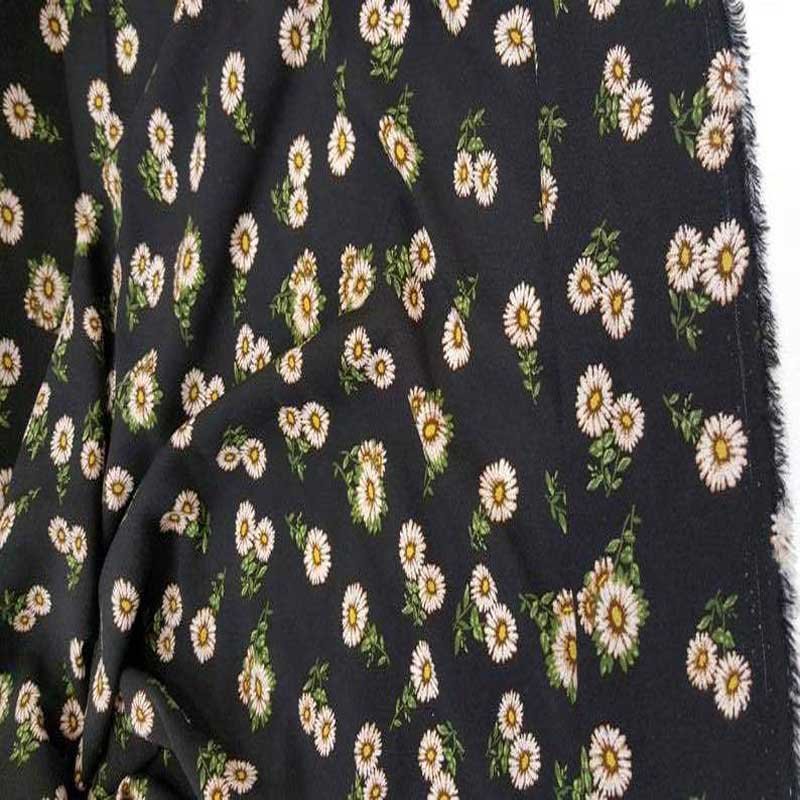 Rayon Challis Black Background With Ivory Yellow Green Small Flowers Soft Organic Kids Dress DrapingChallis FabricICEFABRICICE FABRICSRayon Challis Black Background With Ivory Yellow Green Small Flowers Soft Organic Kids Dress Draping ICEFABRIC