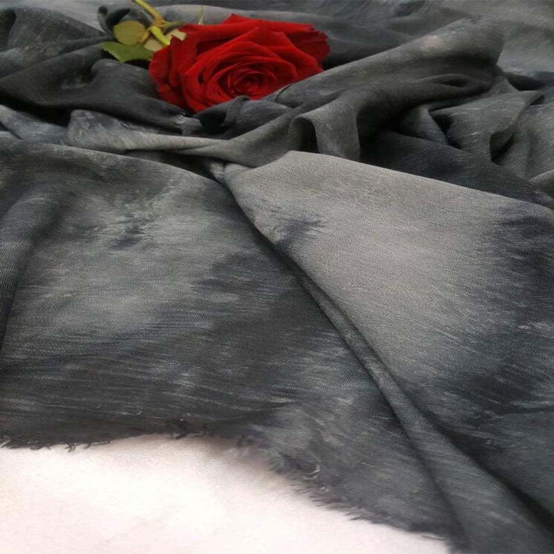 Rayon Challis Crepe Tie Dye Black And Gray Soft, Flowy Organic Fabric Sold By The YardChallis FabricICEFABRICICE FABRICSRayon Challis Crepe Tie Dye Black And Gray Soft, Flowy Organic Fabric Sold By The Yard ICEFABRIC
