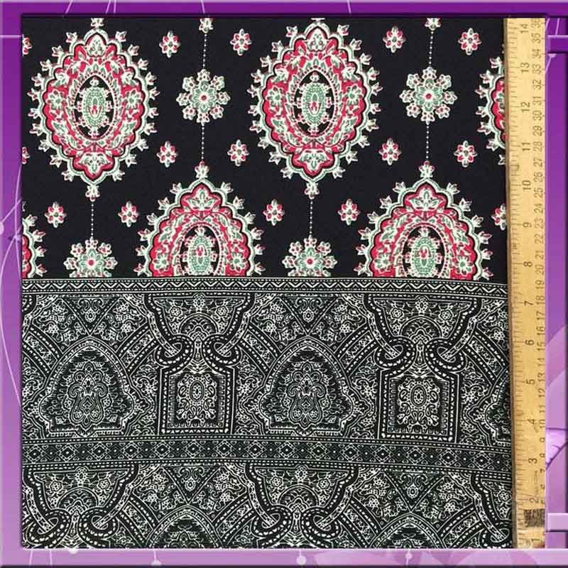 Rayon Challis Double Border 58 Inches Wide Black And Fuchsia Design FabricChallis FabricICEFABRICICE FABRICSRayon Challis Double Border 58 Inches Wide Black And Fuchsia Design Fabric ICEFABRIC