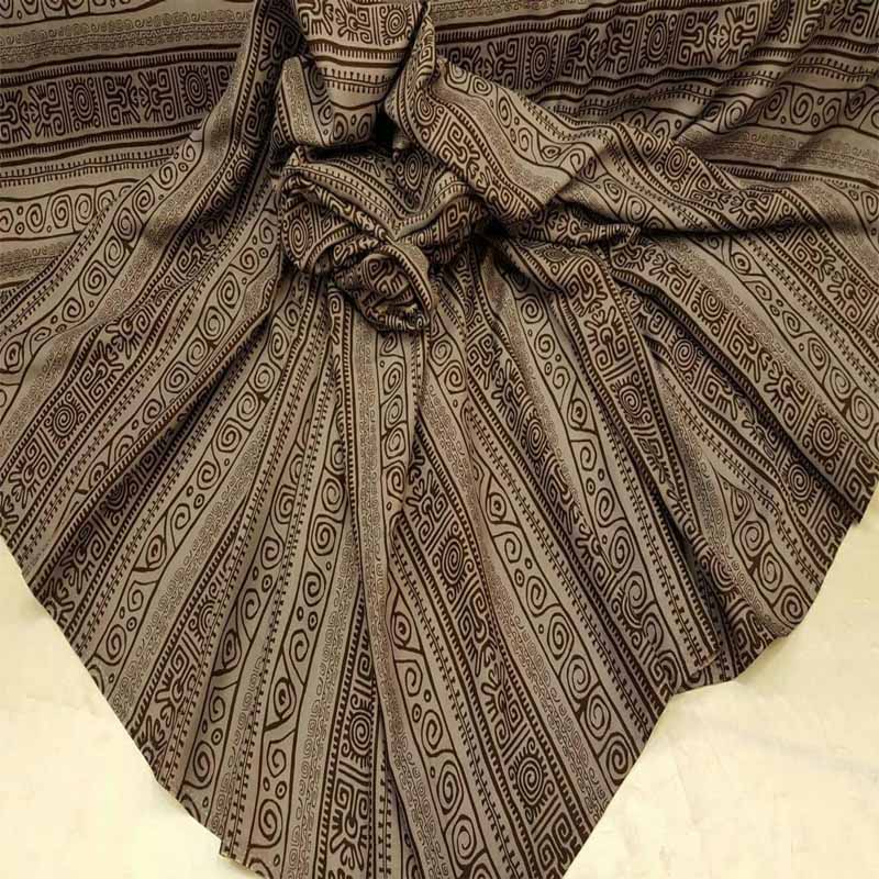 Rayon Challis Gray And Brown Geometric Pattern Soft Flowy Organic FabricChallis FabricICEFABRICICE FABRICSRayon Challis Gray And Brown Geometric Pattern Soft Flowy Organic Fabric ICEFABRIC