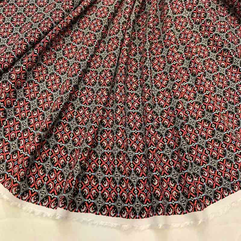 Rayon Challis Red Black Asian Inspired Print Geometric Soft Flowy Organic FabricICEFABRICICE FABRICSChallis FabricRayon Challis Red Black Asian Inspired Print Geometric Soft Flowy Organic Fabric ICEFABRIC