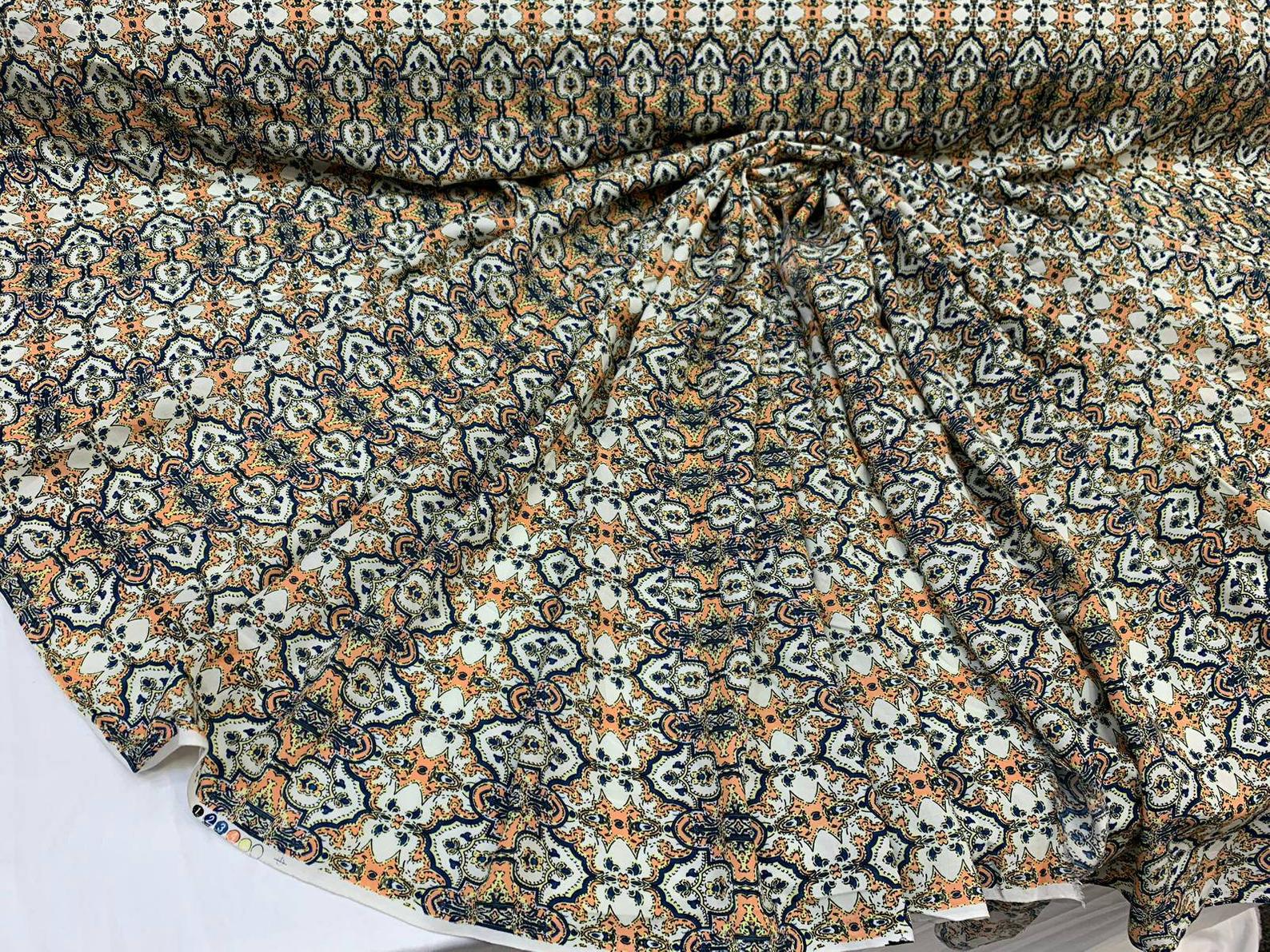 Rayon with White Background &orange and blue paisleys Print Fabric by the yard India inspired soft flowy organic kids dress draping clothingICE FABRICSICE FABRICS1Rayon with White Background &orange and blue paisleys Print Fabric by the yard India inspired soft flowy organic kids dress draping clothing ICE FABRICS