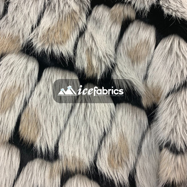 Rectangular Beige Bricks Sexy Design on Black Long Pile Faux Fur FabricICEFABRICICE FABRICSRectangular Beige Bricks Sexy Design on Black Long Pile Faux Fur Fabric ICEFABRIC