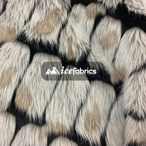 Rectangular Bricks Design Long Pile Fake Faux Fur Fabric By The Yard (4 Colors)ICEFABRICICE FABRICSBlackRectangular Bricks Design Long Pile Fake Faux Fur Fabric By The Yard (4 Colors) ICEFABRIC