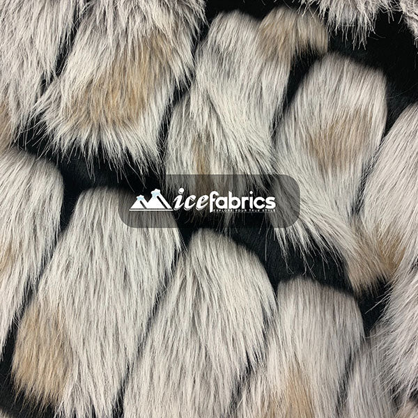 Rectangular Bricks Design Long Pile Fake Faux Fur Fabric By The Yard (4 Colors)ICEFABRICICE FABRICSBlackRectangular Bricks Design Long Pile Fake Faux Fur Fabric By The Yard (4 Colors) ICEFABRIC
