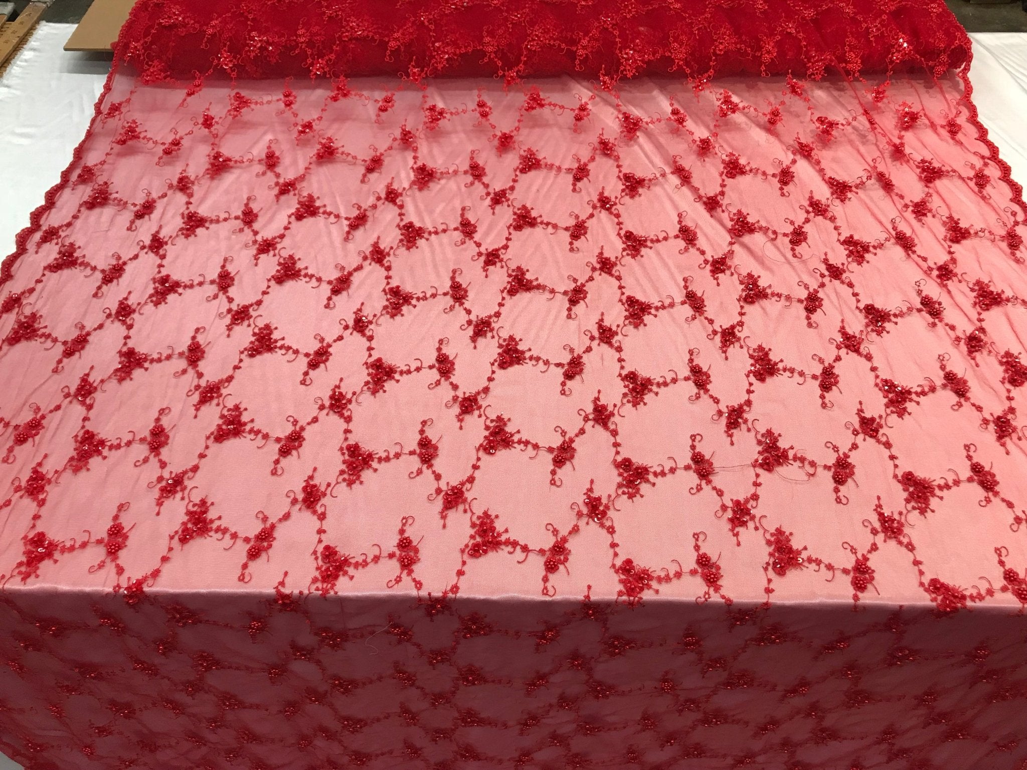 Red Hand Embroidered beaded mesh laces bridal wedding prom dresses decorations night gowns fashion runners customs by the yardICE FABRICSICE FABRICSRed Hand Embroidered beaded mesh laces bridal wedding prom dresses decorations night gowns fashion runners customs by the yard ICE FABRICS