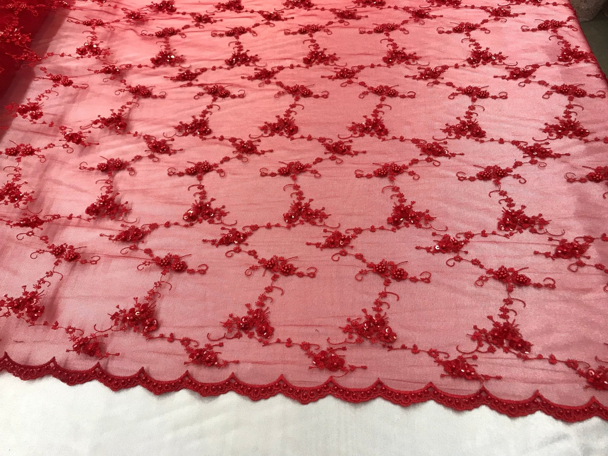 Red Hand Embroidered beaded mesh laces bridal wedding prom dresses decorations night gowns fashion runners customs by the yardICE FABRICSICE FABRICSRed Hand Embroidered beaded mesh laces bridal wedding prom dresses decorations night gowns fashion runners customs by the yard ICE FABRICS