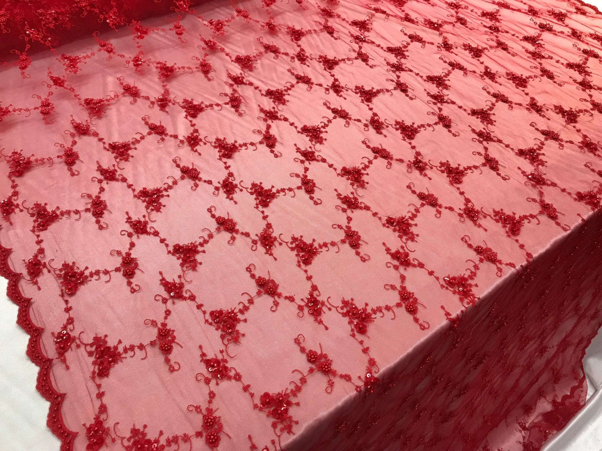 Red Hand Embroidered beaded mesh laces bridal wedding prom dresses decorations night gowns fashion runners customs by the yardICE FABRICSICE FABRICSRed Hand Embroidered beaded mesh laces bridal wedding prom dresses decorations night gowns fashion runners customs by the yard ICE FABRICS