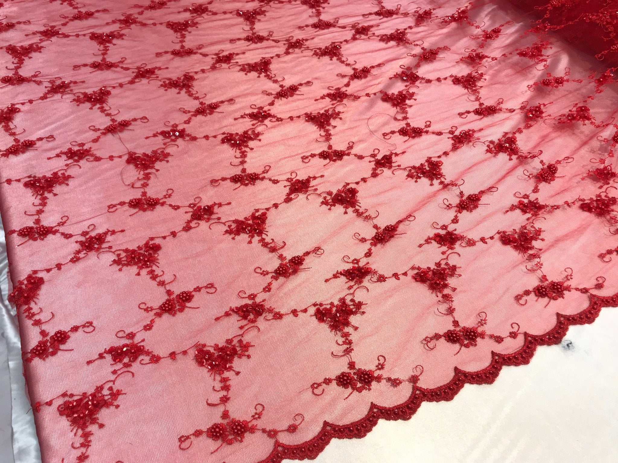 Red Hand Embroidered beaded mesh laces bridal wedding prom dresses decorations night gowns fashion runners customs by the yardICE FABRICSICE FABRICSRed Hand Embroidered beaded mesh laces bridal wedding prom dresses decorations night gowns fashion runners customs by the yard ICE FABRICS