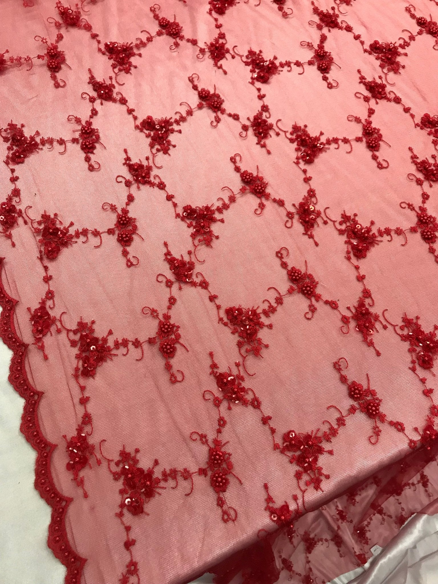 Red Hand Embroidered beaded mesh laces bridal wedding prom dresses decorations night gowns fashion runners customs by the yardICE FABRICSICE FABRICSRed Hand Embroidered beaded mesh laces bridal wedding prom dresses decorations night gowns fashion runners customs by the yard ICE FABRICS