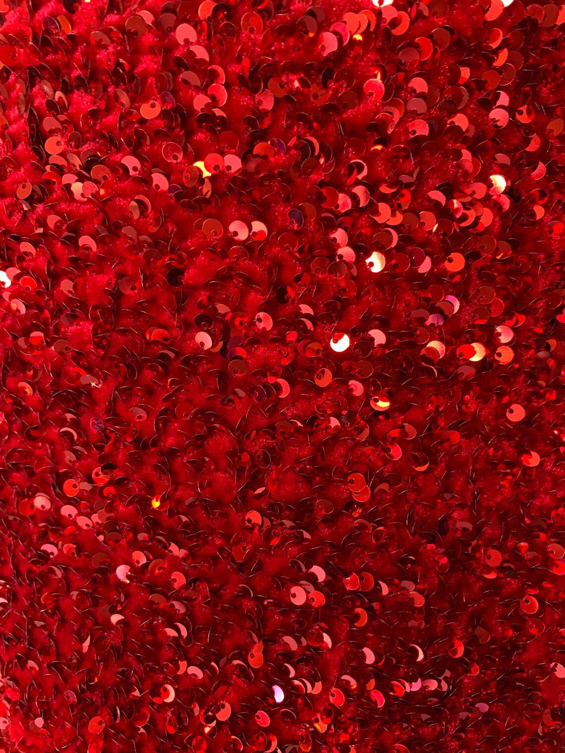 Red Iridescent Mermaid Stretch Velvet Sequin Fabric