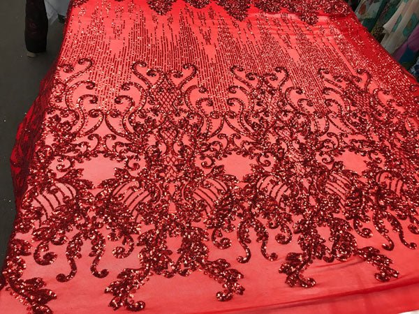 Red Luxury Design Embroidered Craft 4 Way Stretch Sequin Fabric Sold By The YardICE FABRICSICE FABRICSRed Luxury Design Embroidered Craft 4 Way Stretch Sequin Fabric Sold By The Yard ICE FABRICS