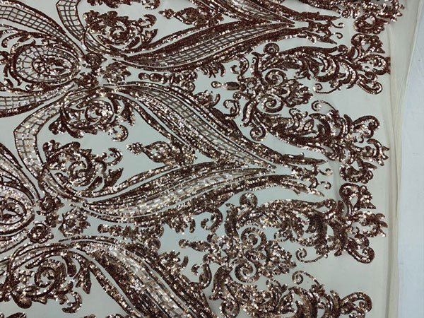 Rose Gold Nude Mesh Elegant Stretch Sequin Fabric_ Lace FabricICEFABRICICE FABRICSRose Gold Nude MeshPer YardRose Gold Nude Mesh Elegant Stretch Sequin Fabric_ Lace Fabric ICEFABRIC